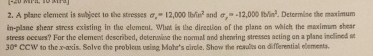 A plane element is subject to the stresses \