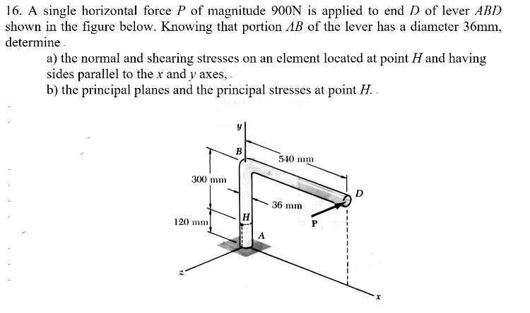 A single horizontal force P of magnitude 9 0 0 N