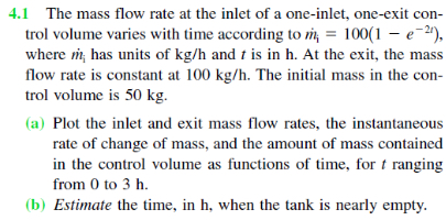4 . 1 The mass flow rate at the inlet of a one -