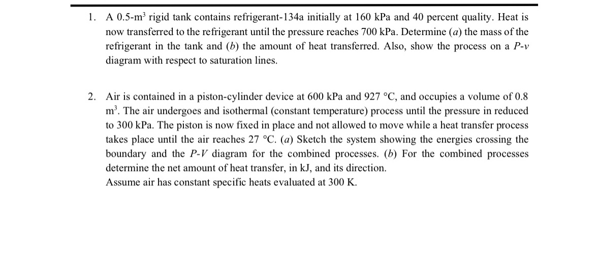 A 0 . 5 - m 3 rigid tank contains refrigerant - 1