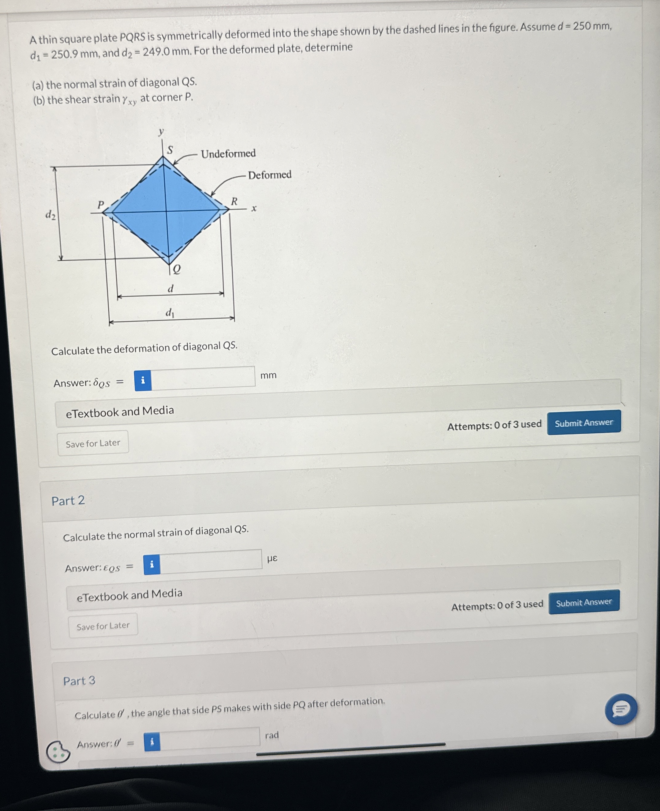 A thin square plate PQRS is symmetrically