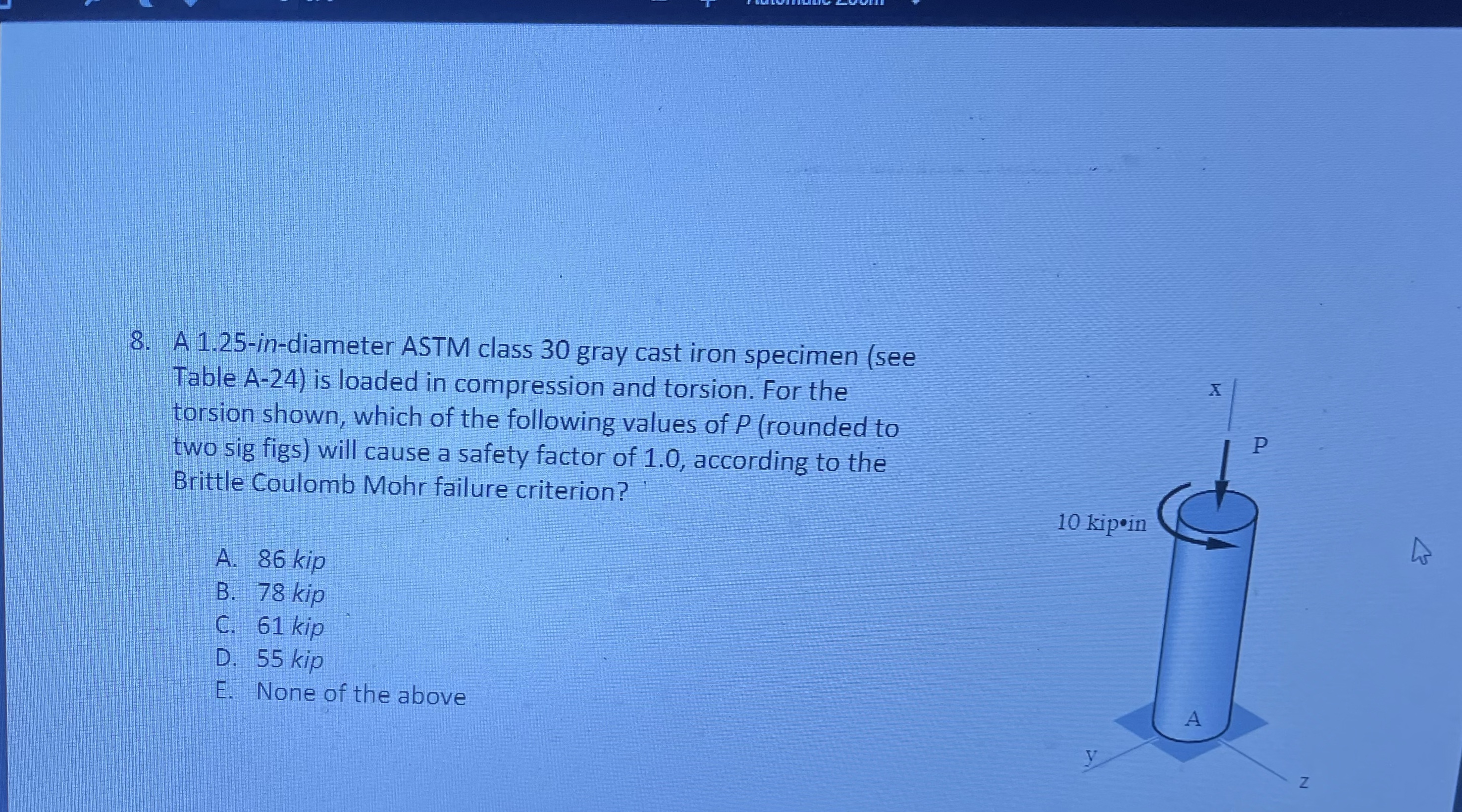 A 1 . 2 5 - in - diameter ASTM class 3 0 gray