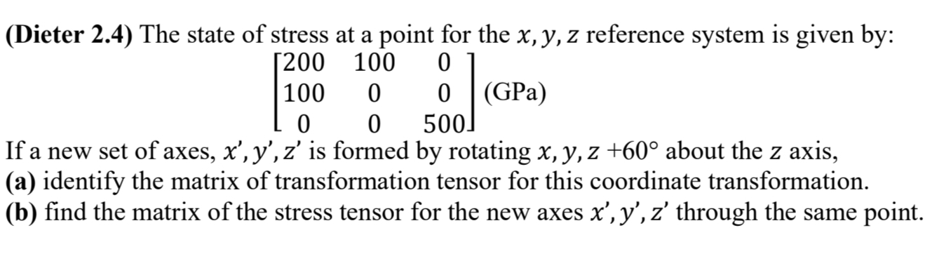 ( Dieter 2 . 4 ) The state of stress at a point