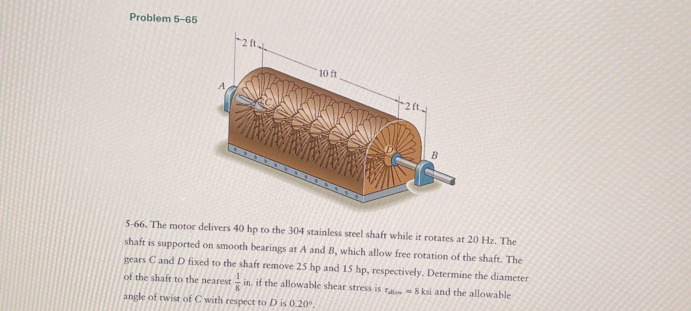 5 - 6 6 . The motor delivers 4 0 hp to the 3 0 4
