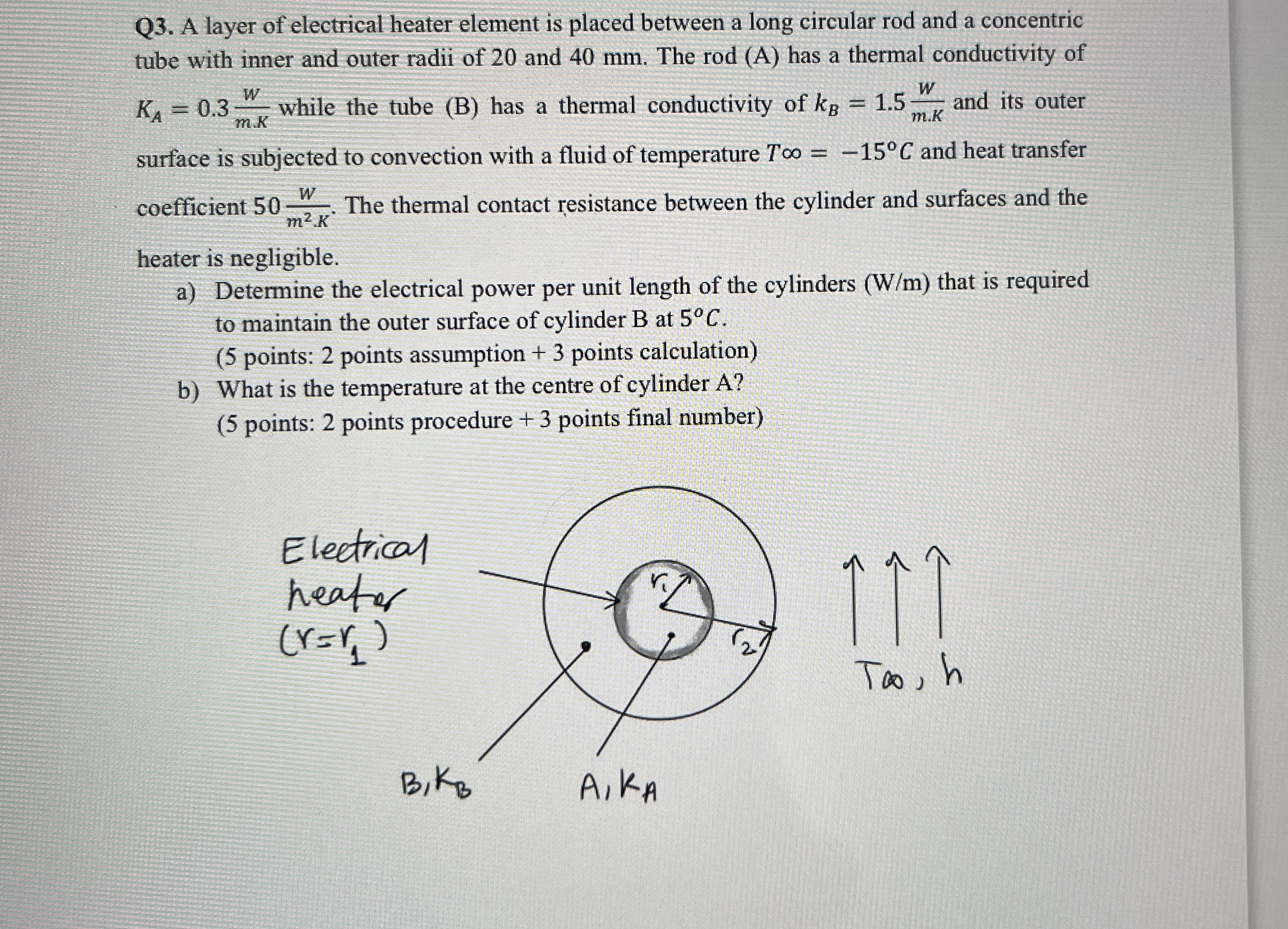 Q 3 . A layer of electrical heater element is