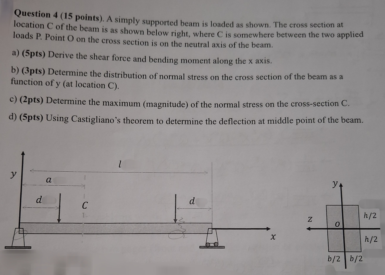 Question 4 ( 1 5 points ) . A simply supported