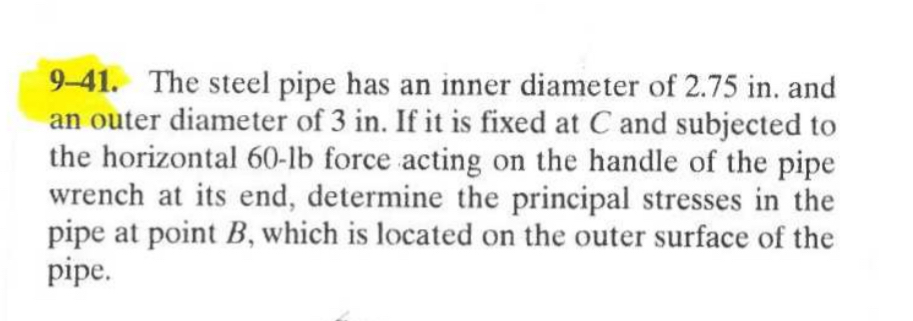 9 - 4 1 . The steel pipe has an inner diameter of