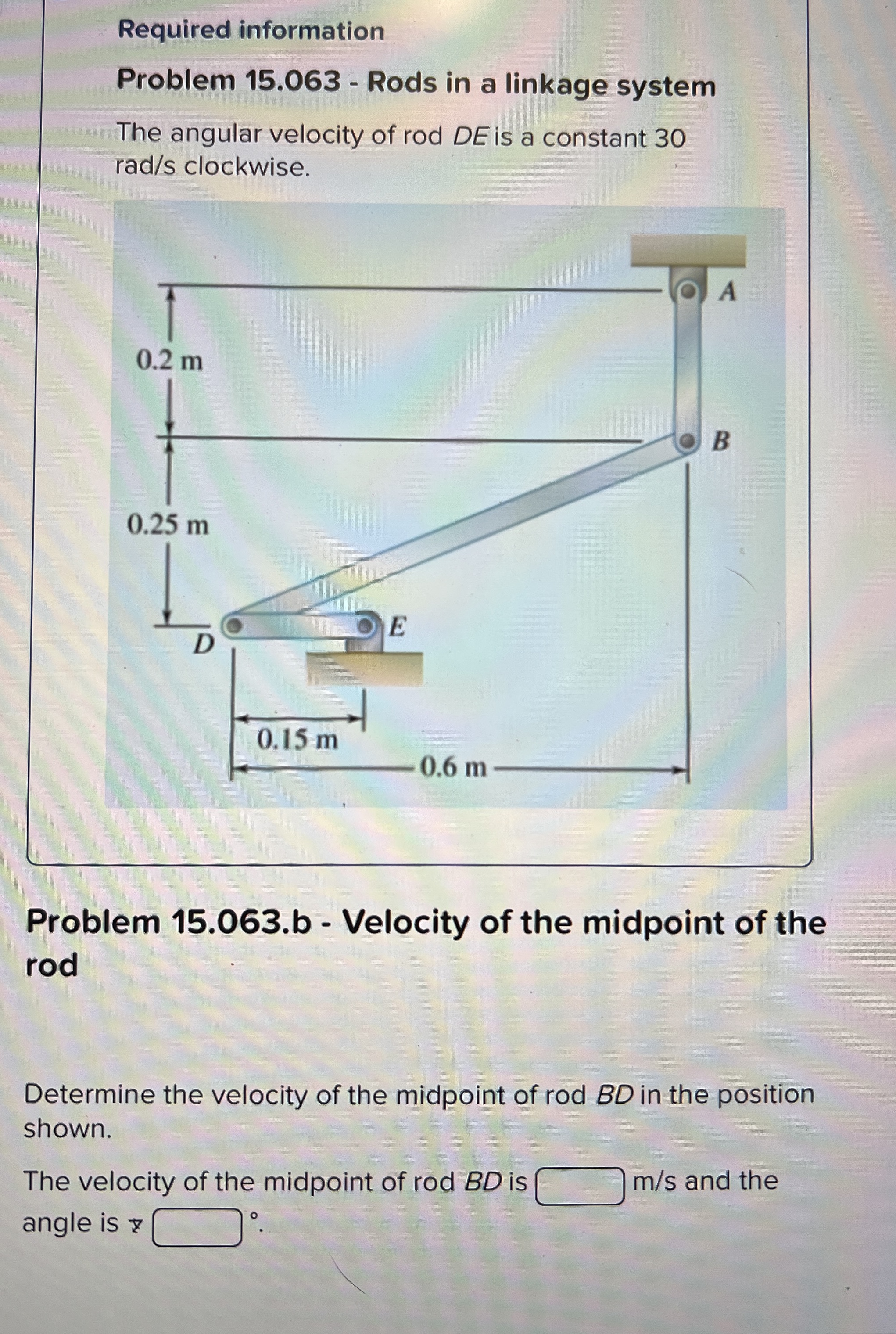 Required information Problem 1 5 . 0 6 3 - Rods