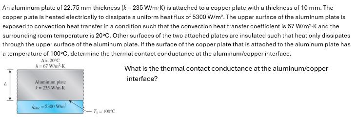 An aluminum plate of 2 2 . 7 5 mm thickness ( k =