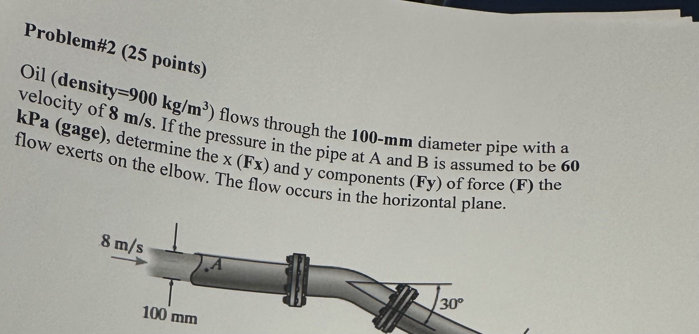 Problem# 2 ( 2 5 points ) Oil ( density = 9 0 0 k
