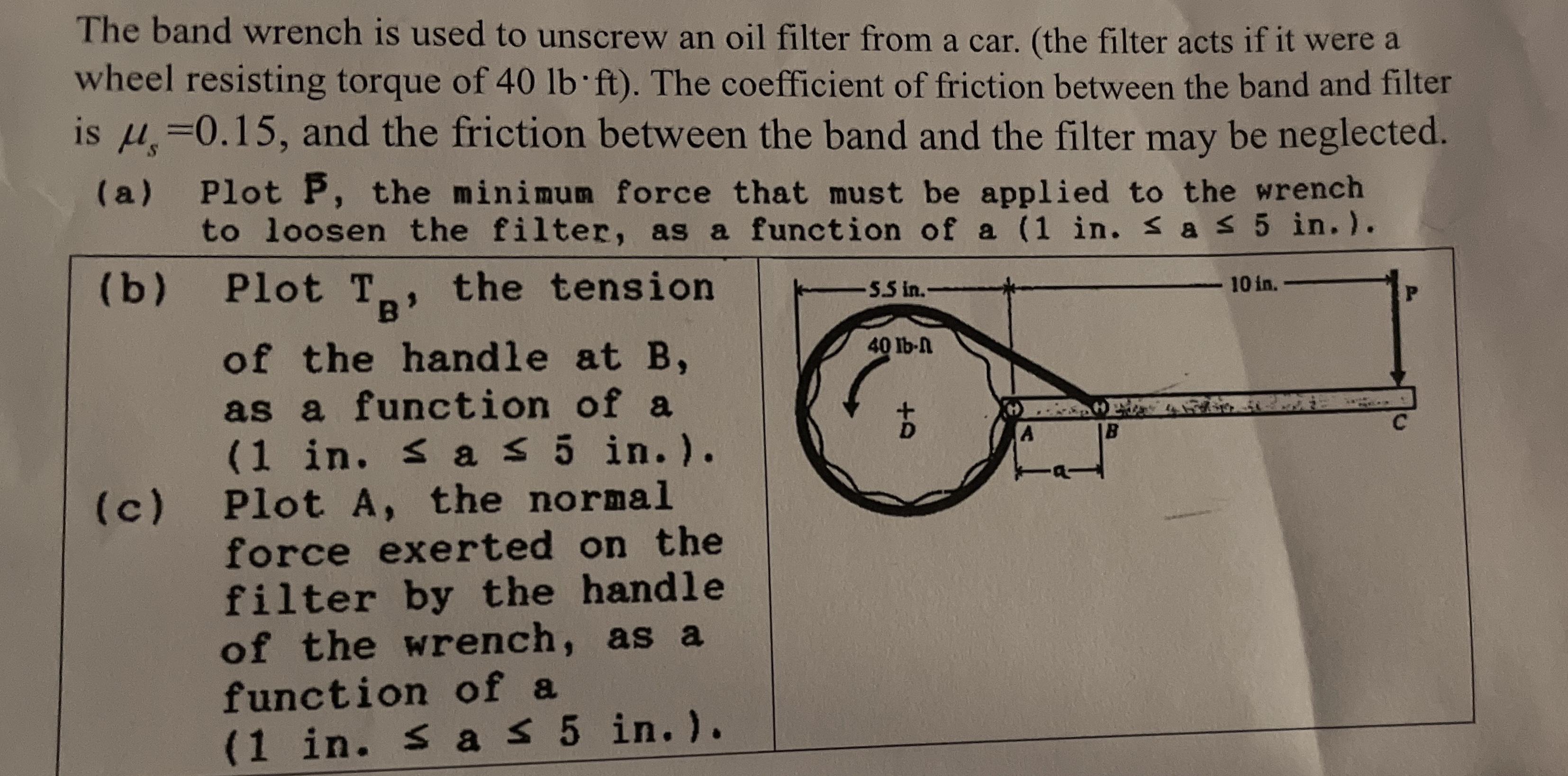 The band wrench is used to unscrew an oil filter