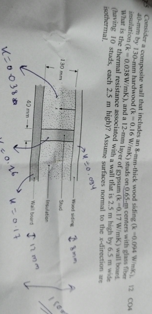 Consider a composite wall that includes an 8 - m