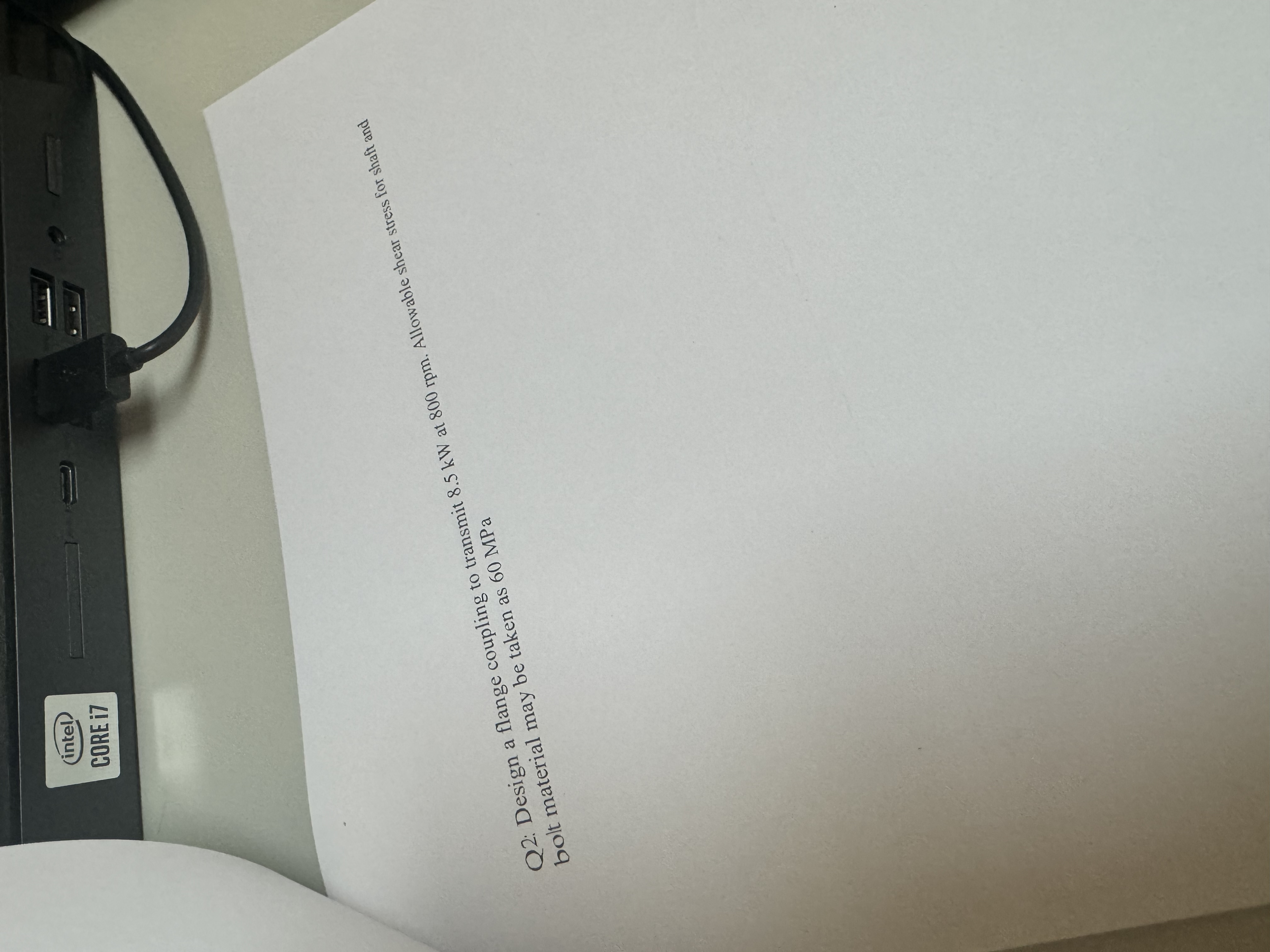 intel CORE i 7 Q 2 : Design a flange coupling to