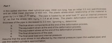 Part 1 A thin - walled stainless steel