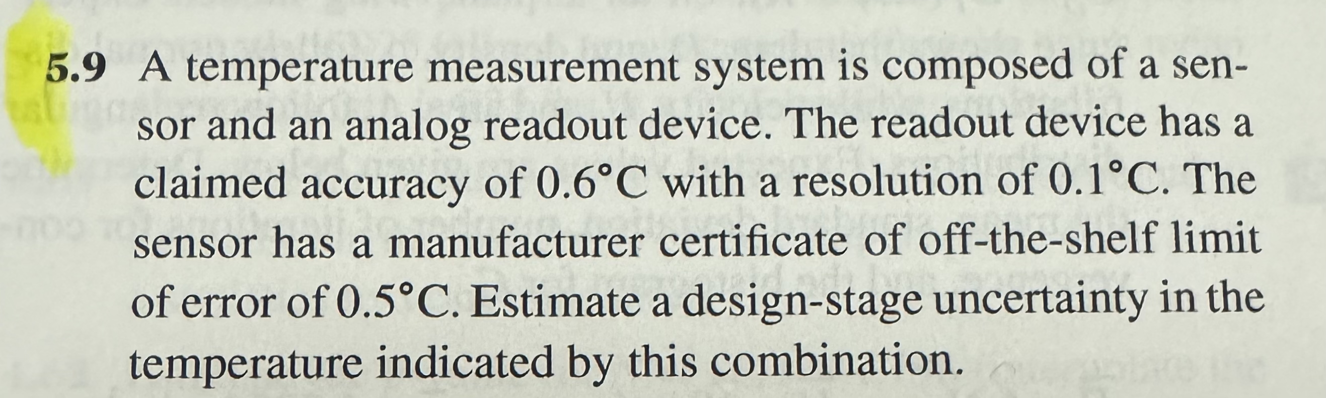 5 . 9 A temperature measurement system is
