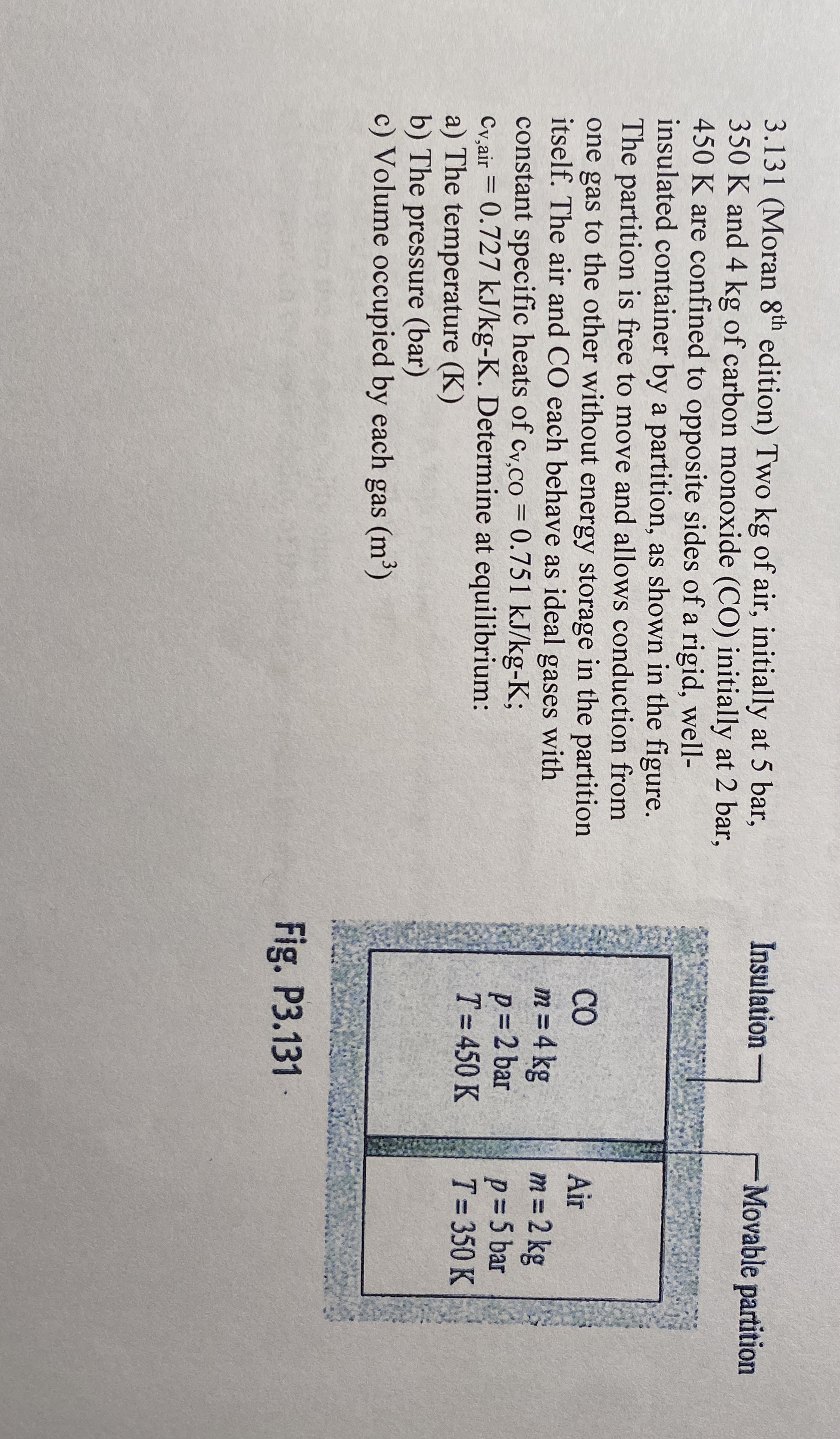 3 . 1 3 1 ( Moran 8 t h edition ) Two kg of air,