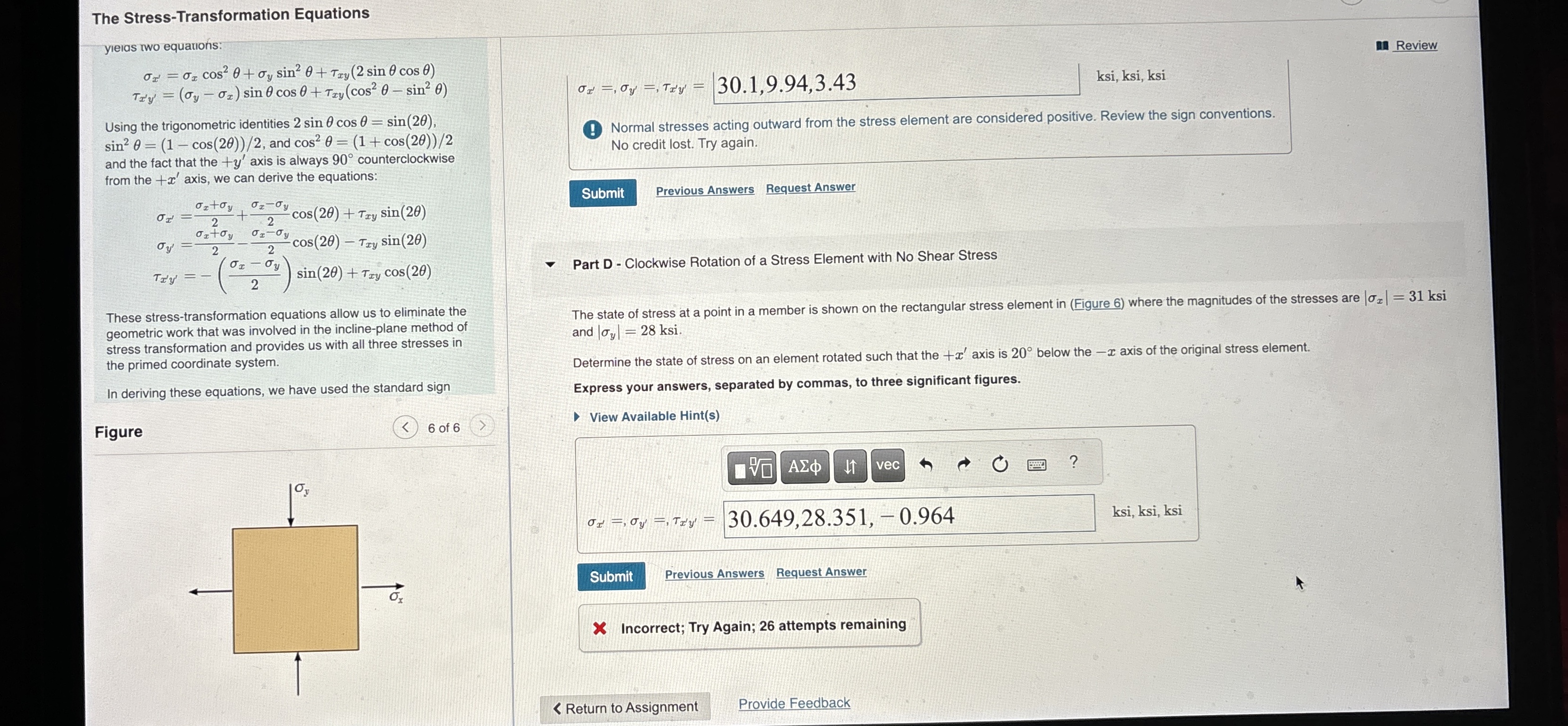 The Stress - Transformation Equations yleias two