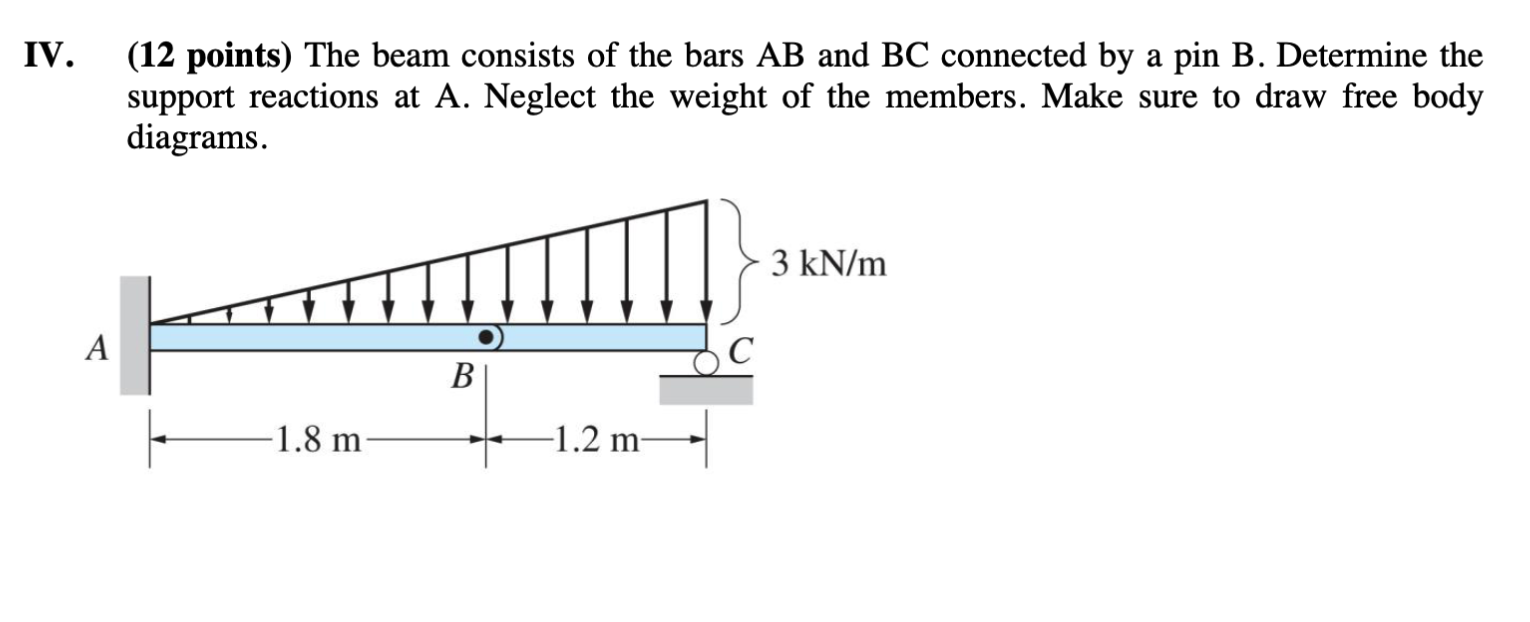 IV . ( 1 2 points ) The beam consists of the bars