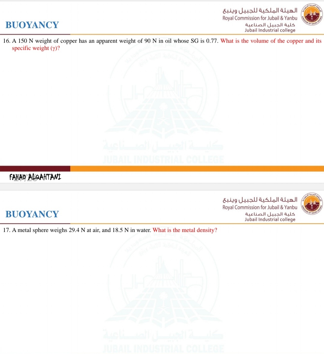 BUOYANCY Royal Commission for Jubail & Yanbu