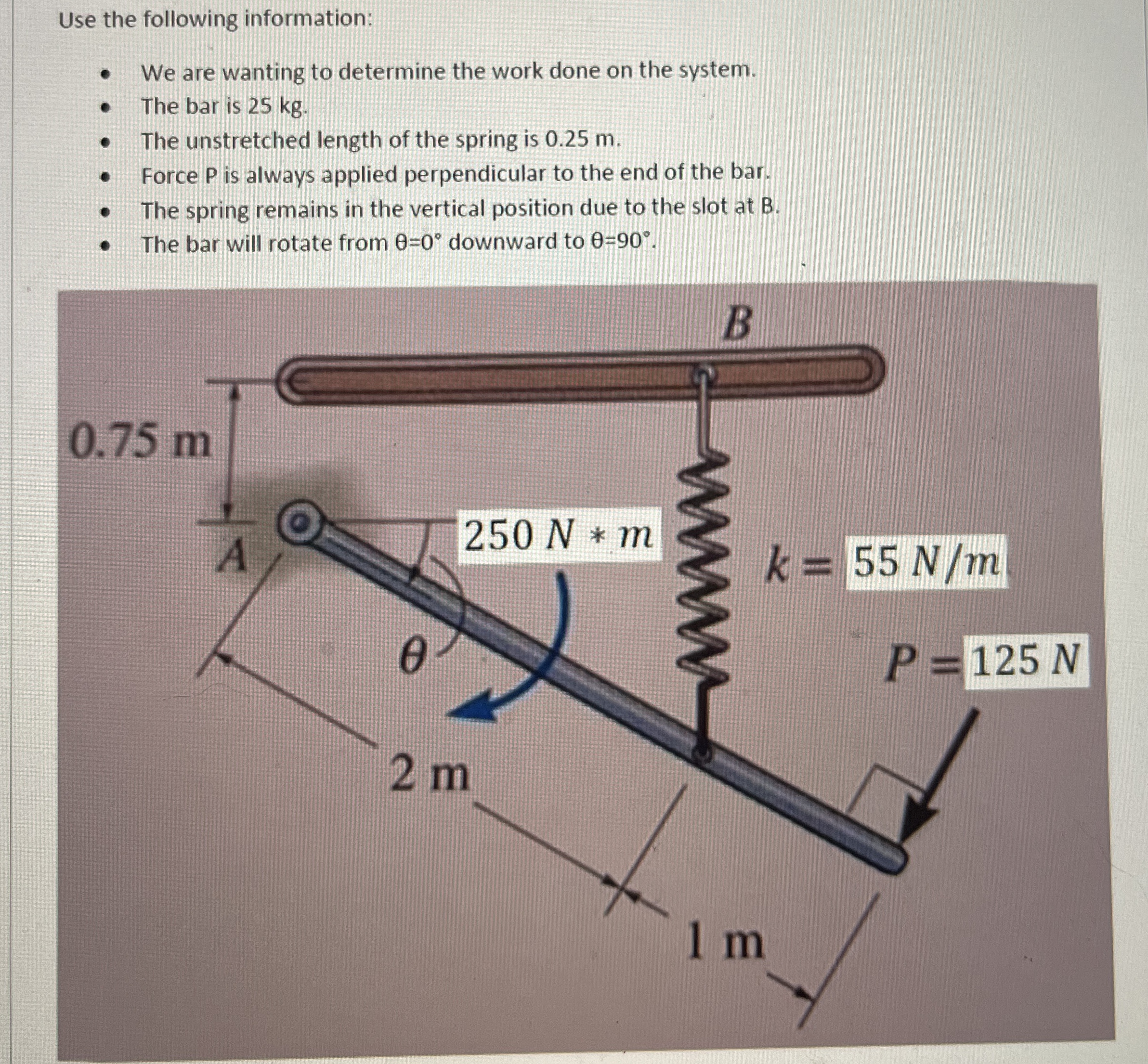 What is the work done by the apied force P and by