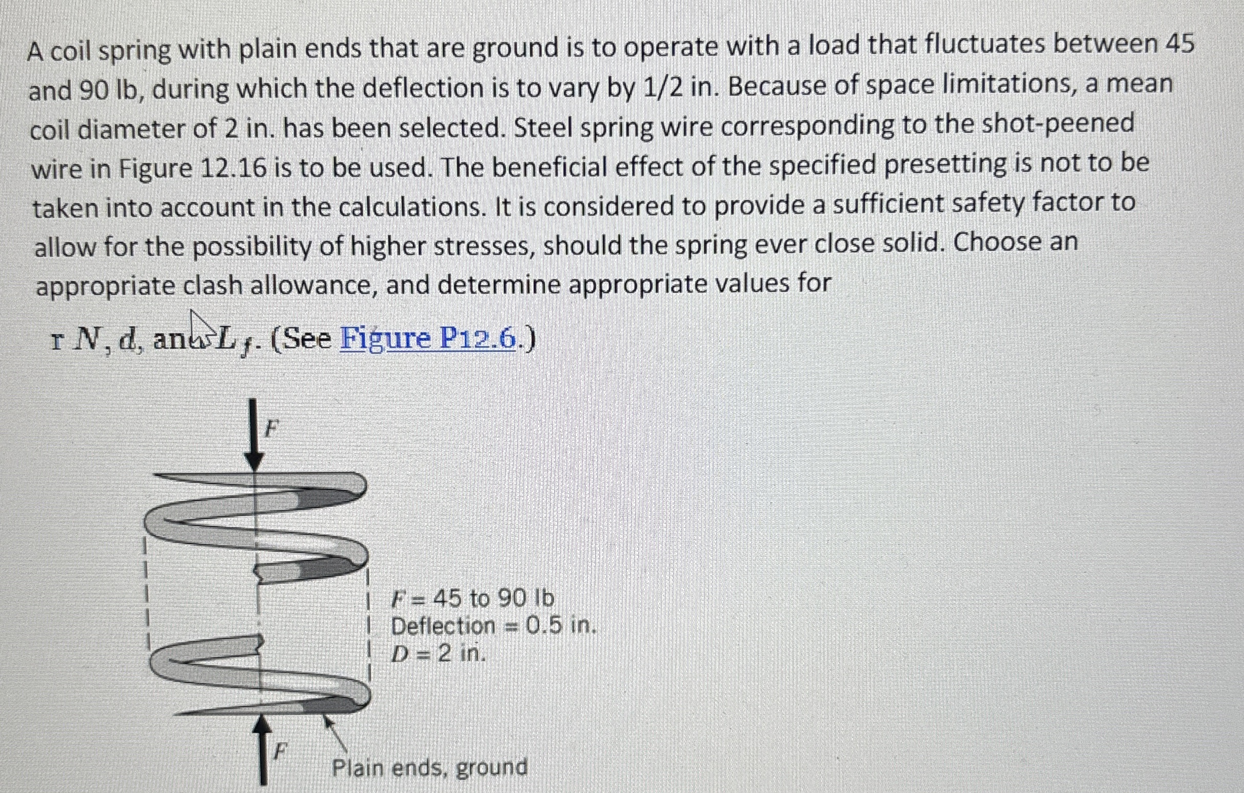 A coil spring with plain ends that are ground is
