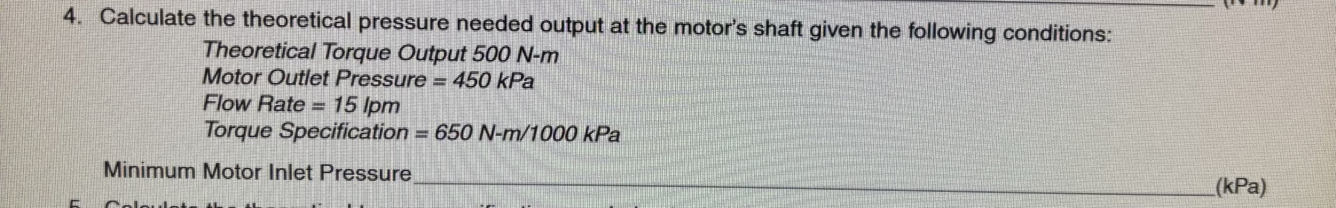 Calculate the theoretical pressure needed output