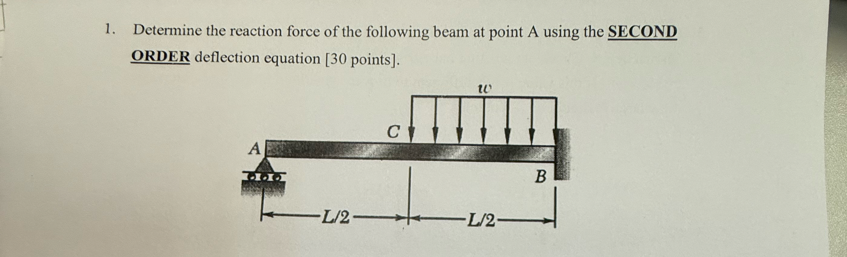 Determine the reaction force of the following