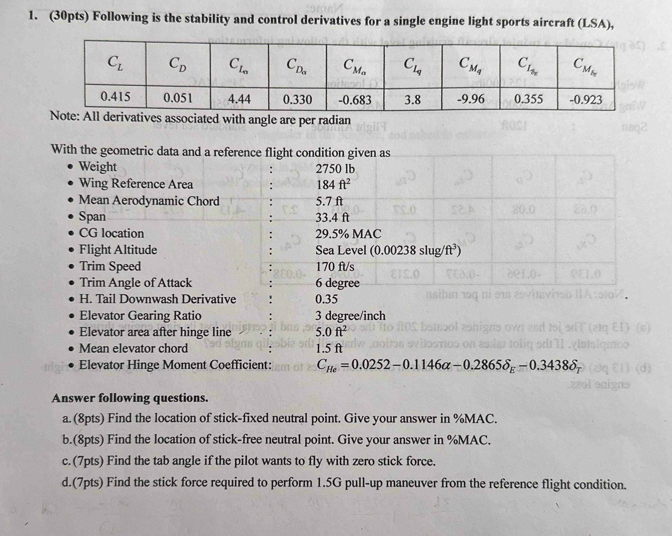 ( 3 0 pts ) Following is the stability and
