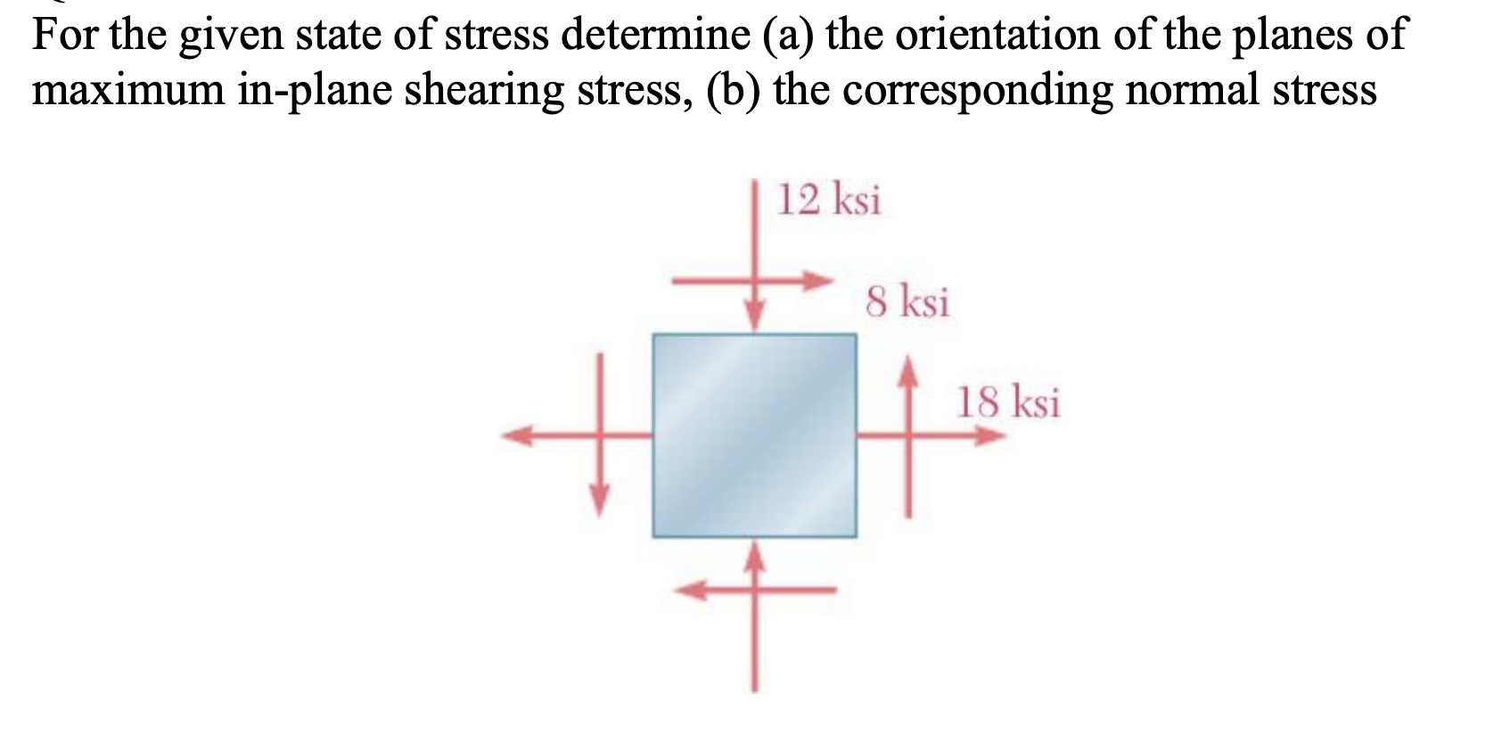 For the given state of stress determine ( a ) the