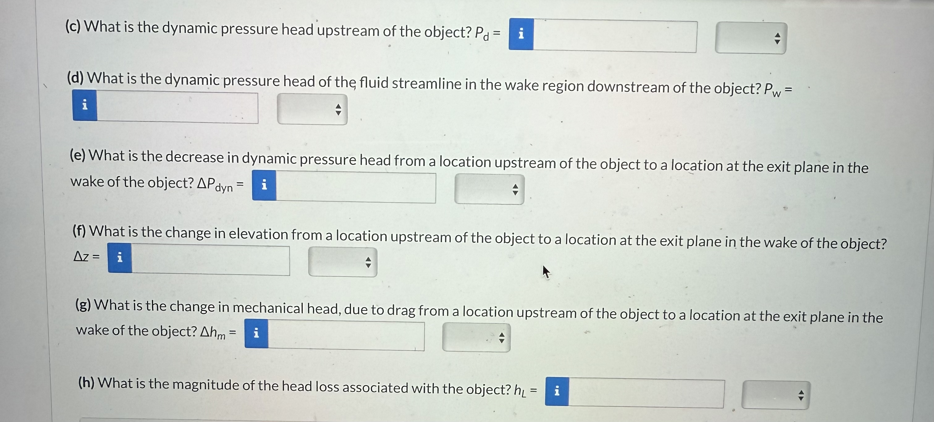 Air ( 1 . 2 3 k g m 3 ) flows past an object in a