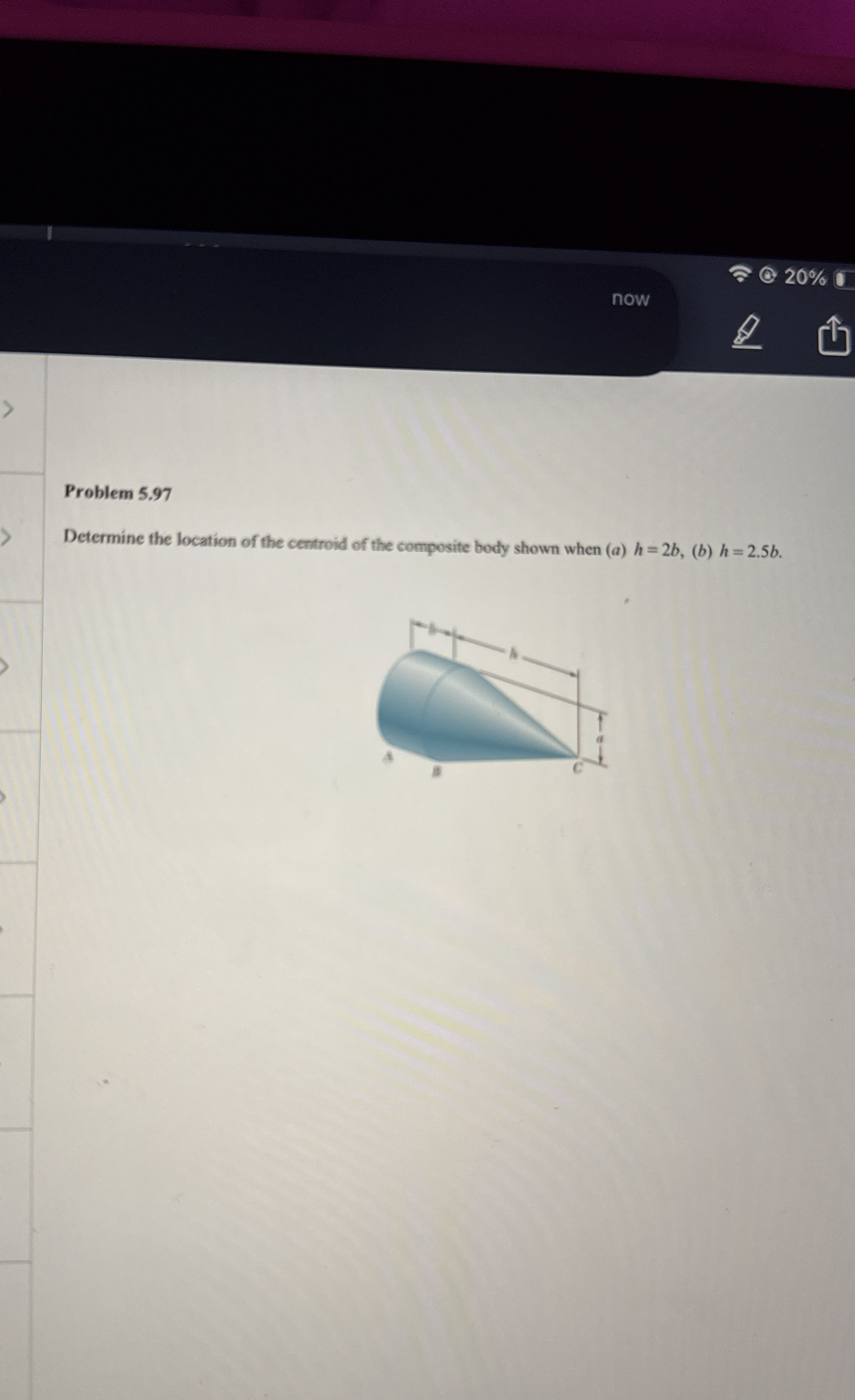 2 0 % now Problem 5 . 9 7 Determine the location