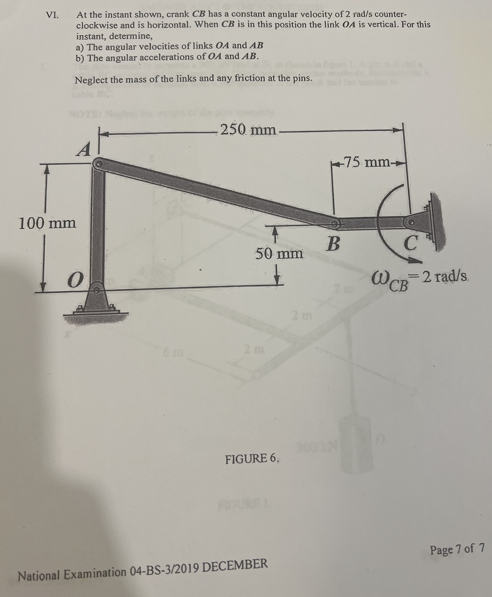 At the instant shown, crack cb ha a constant
