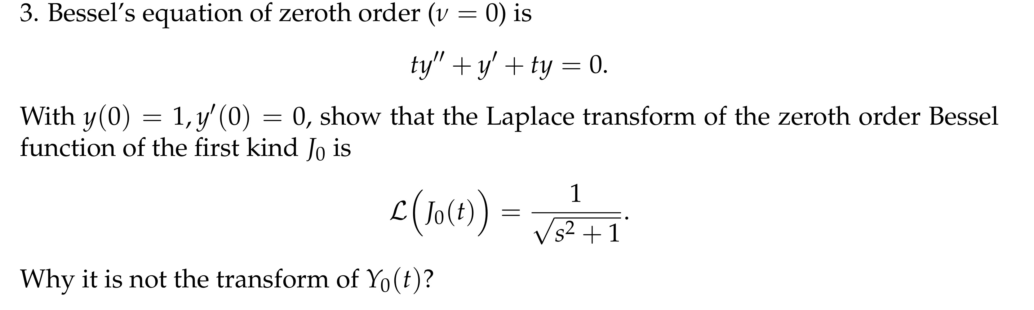 Bessel's equation of zeroth order