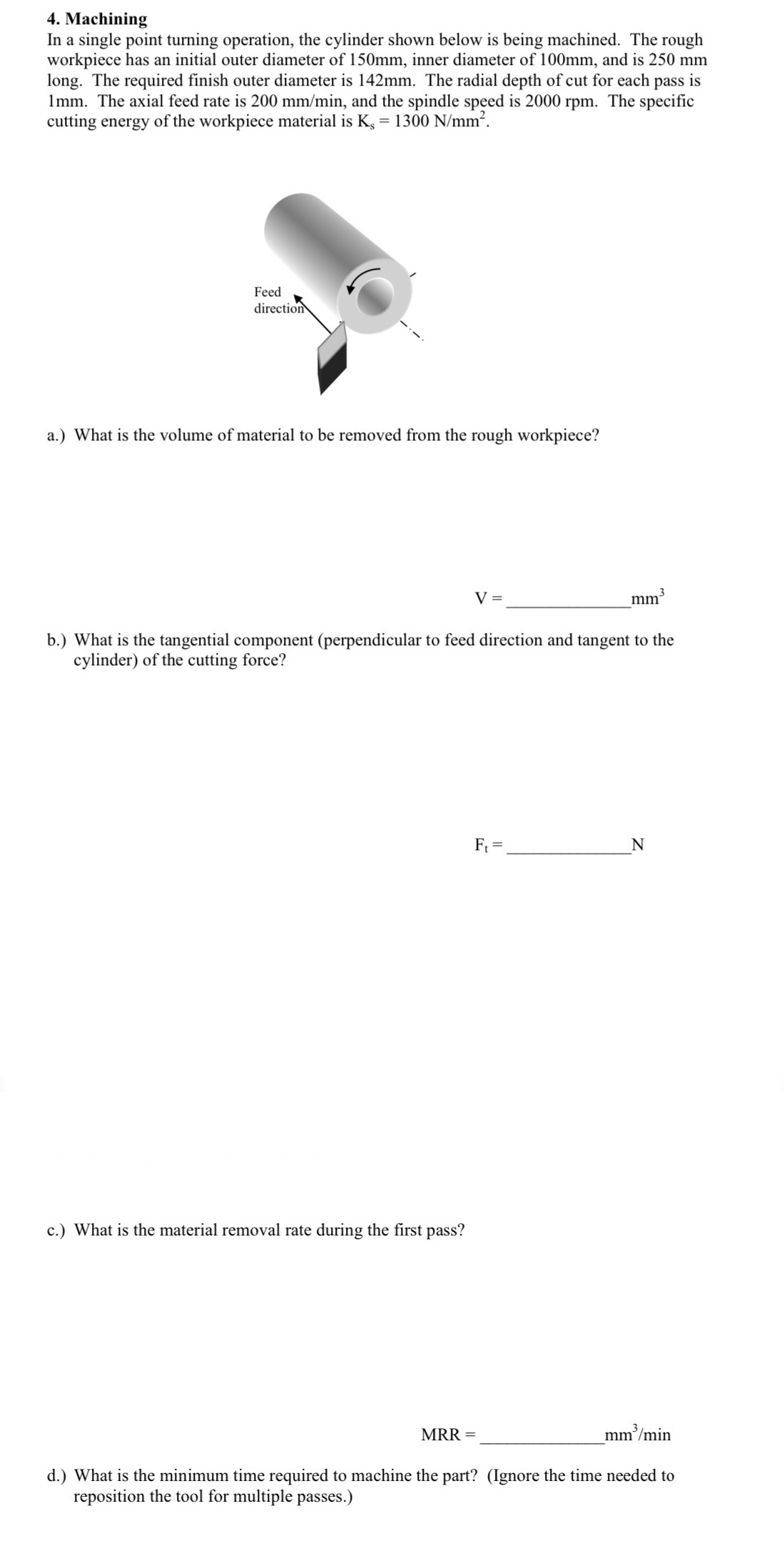 4 . Machining In a single point turning