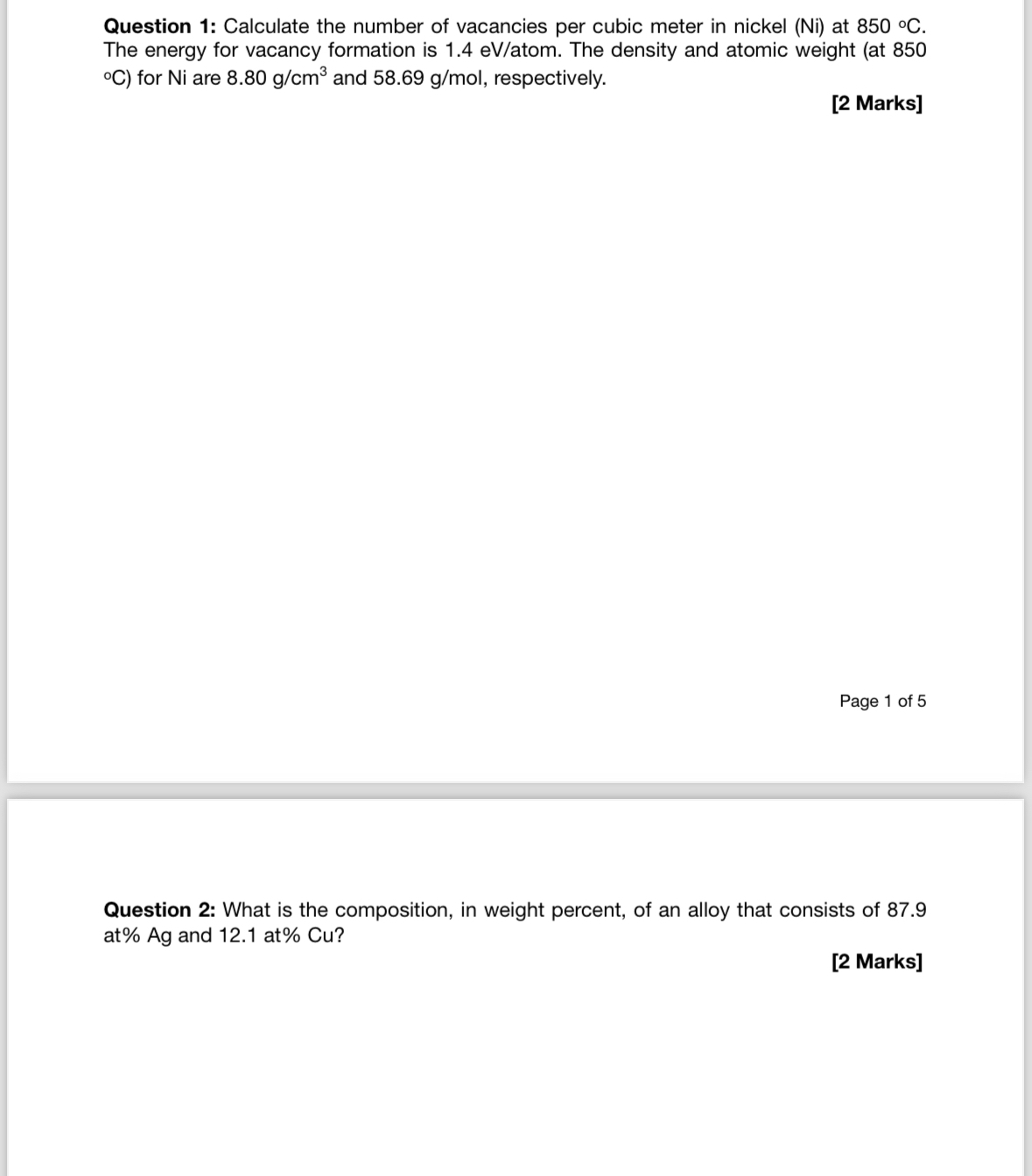 Question 1 : Calculate the number of vacancies