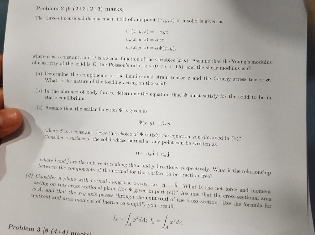 Problem marks ] The threedimensional displacement
