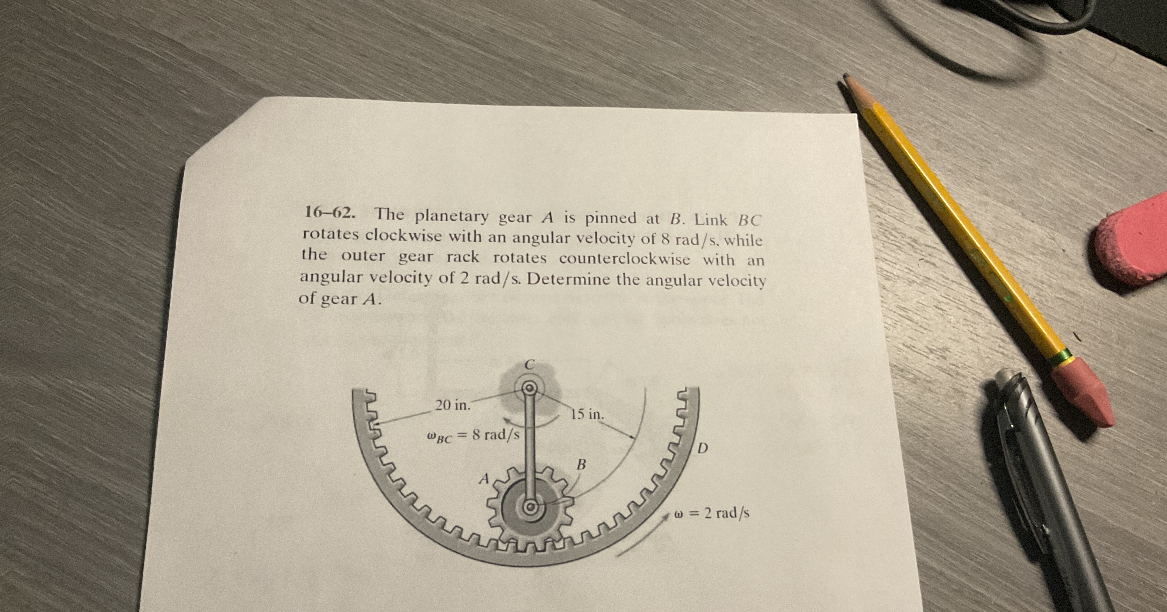 1 6 - 6 2 . The planetary gear A is pinned at B .