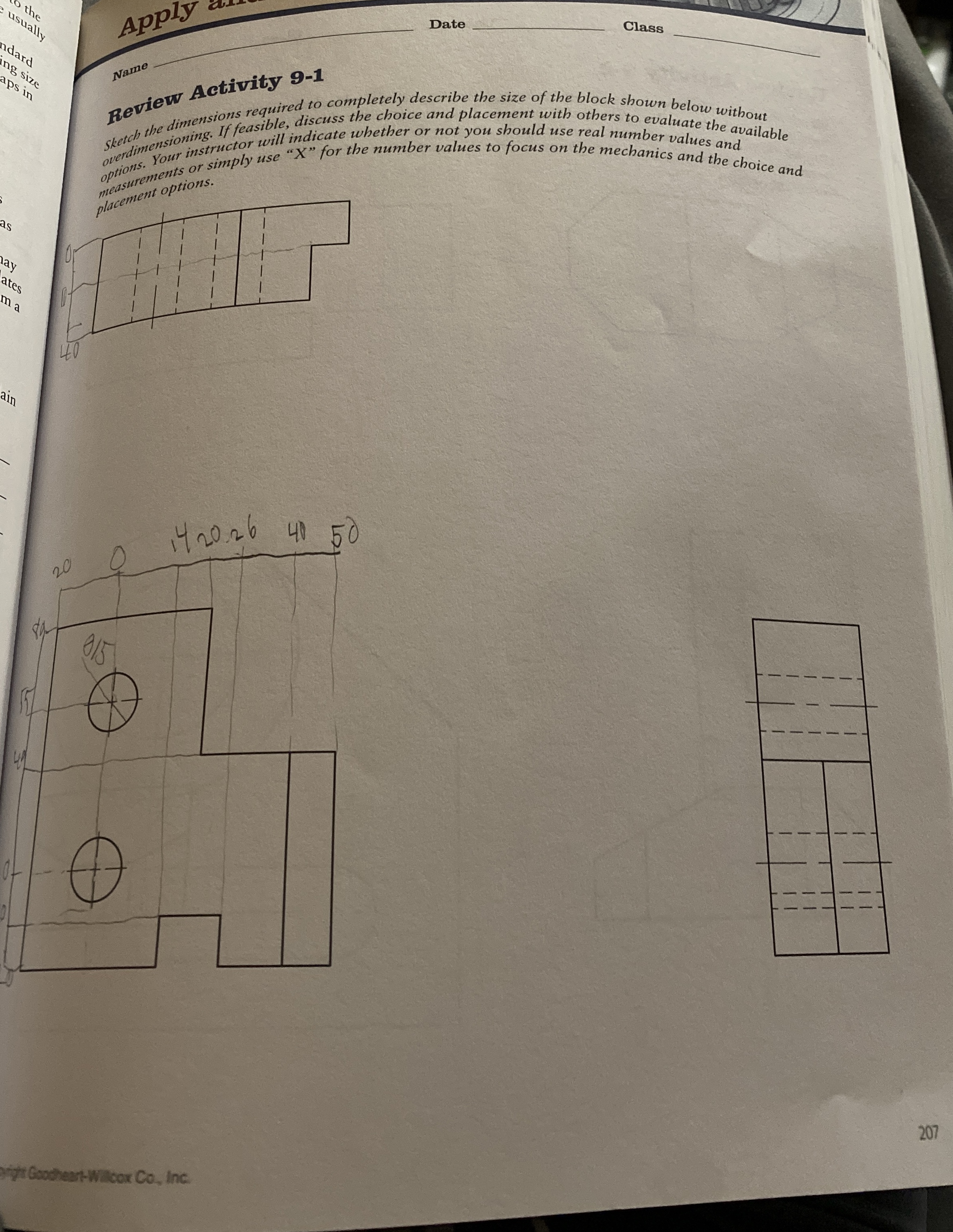 Sketch the dimensions required to completely