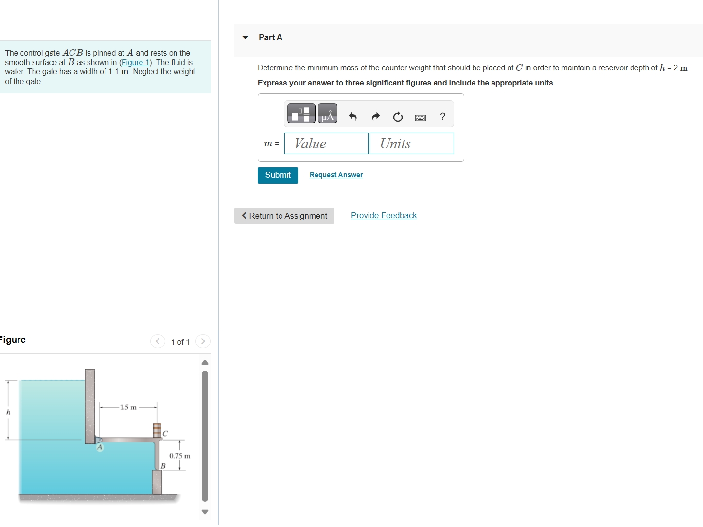The control gate \ ( A C B \ ) is pinned at \ ( A
