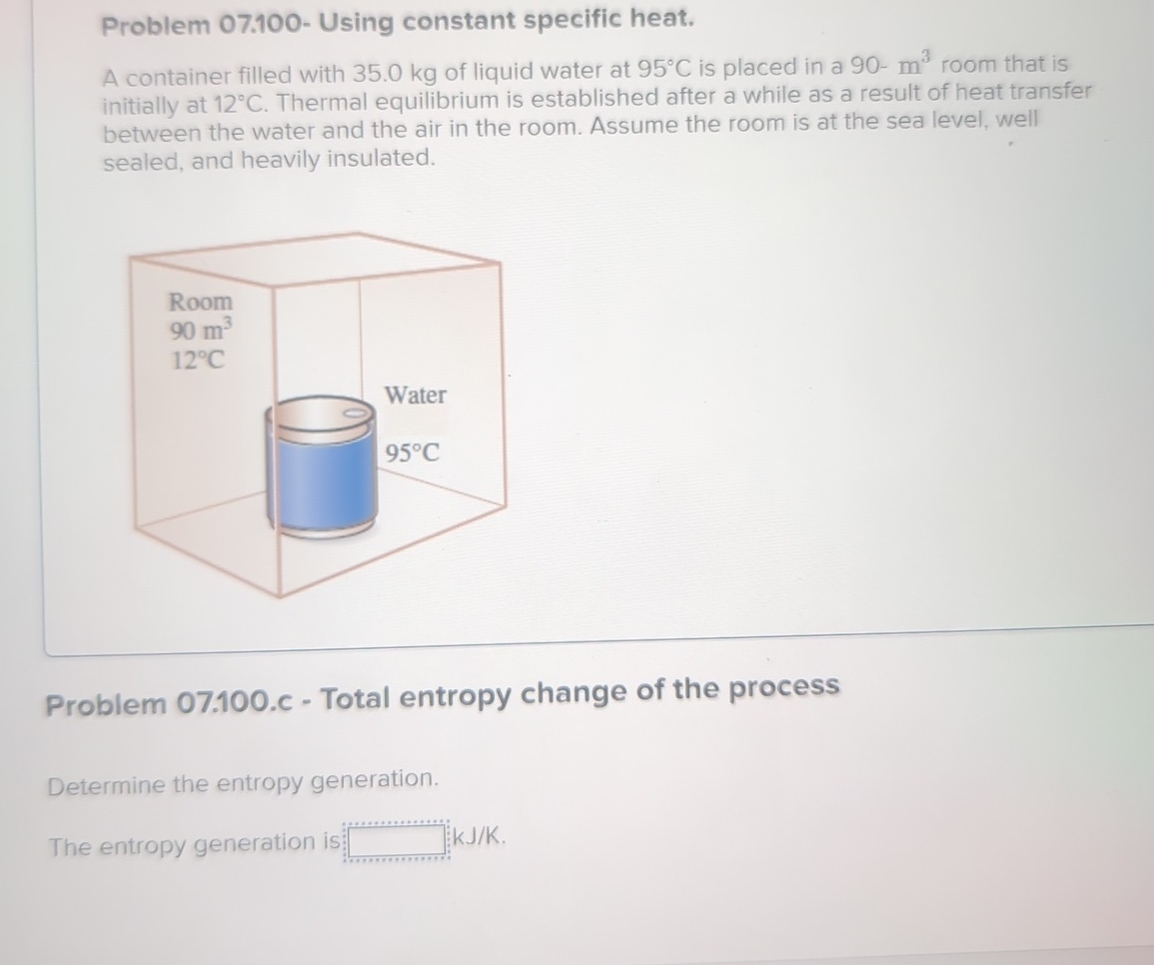 Problem 0 7 . 1 0 0 - Using constant specific