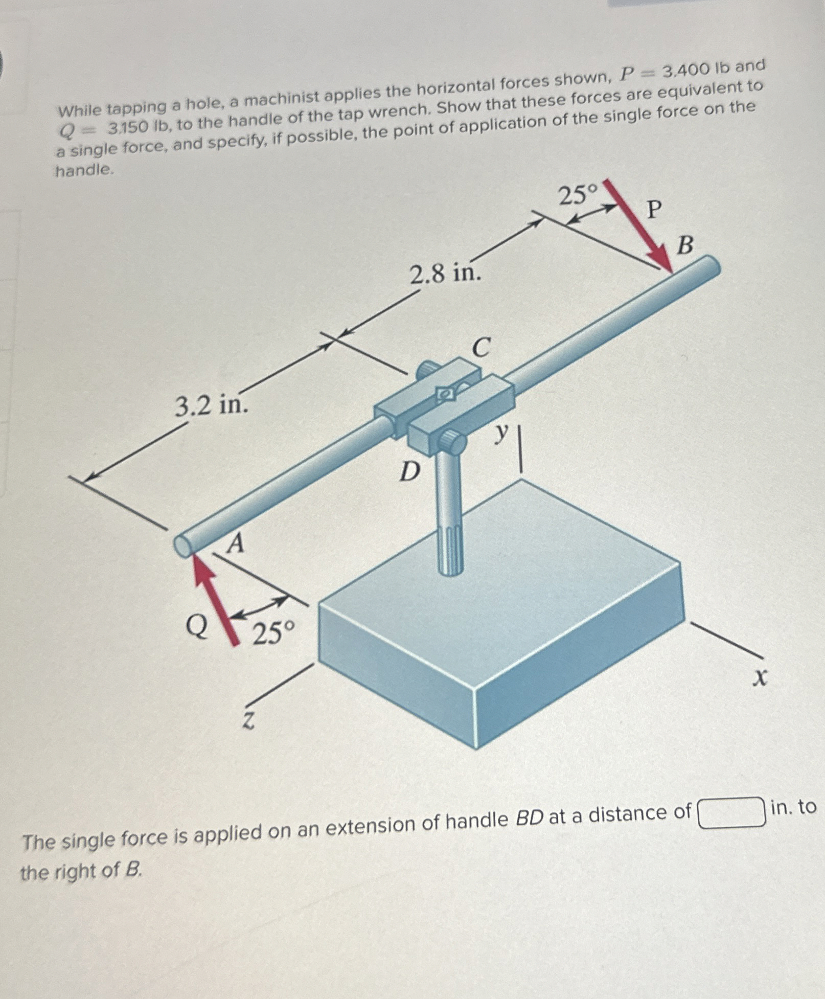 A worker tries to move a rock by applying a 4 0 8
