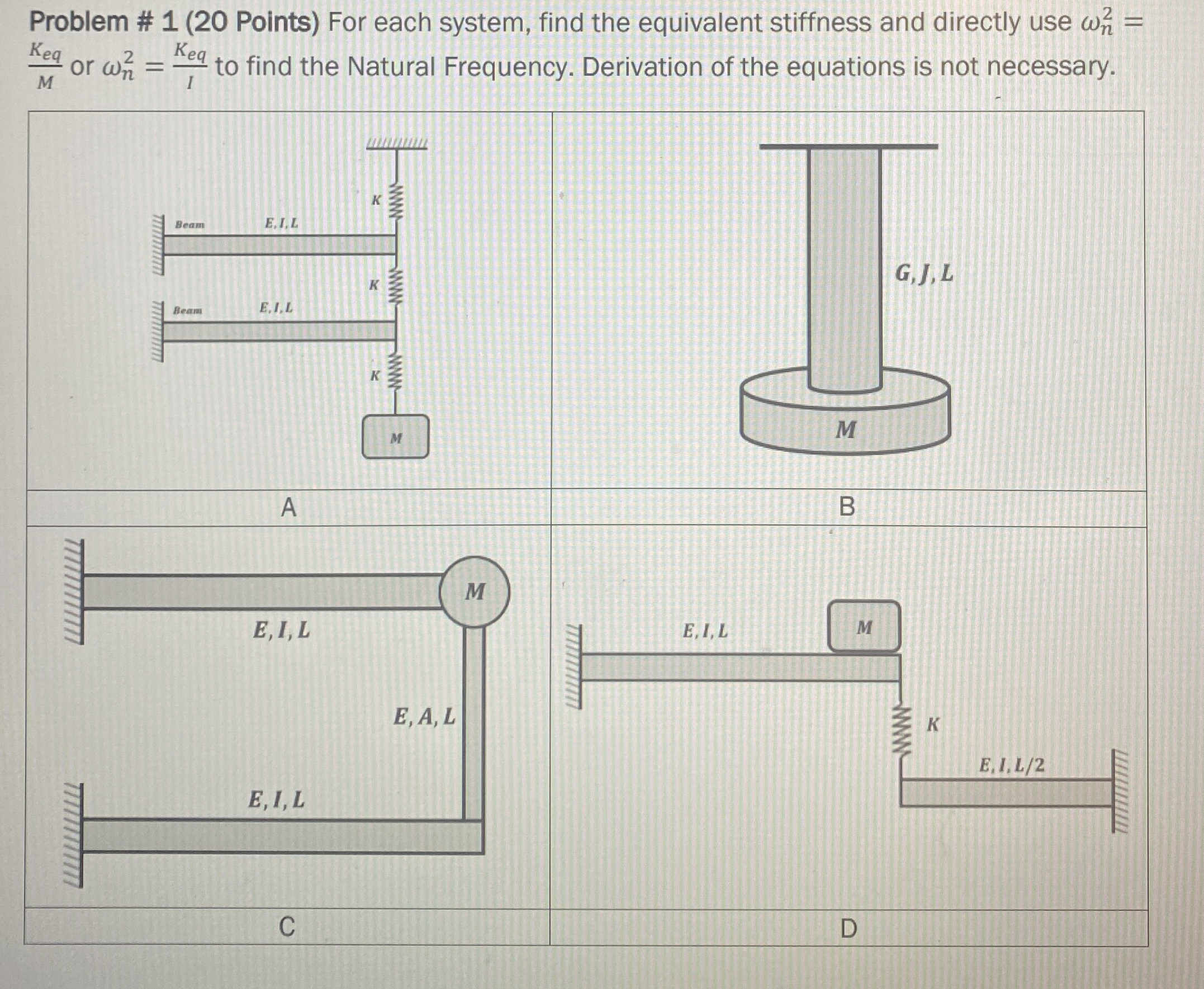 Problem # 1 ( 2 0 Points ) For each system, find