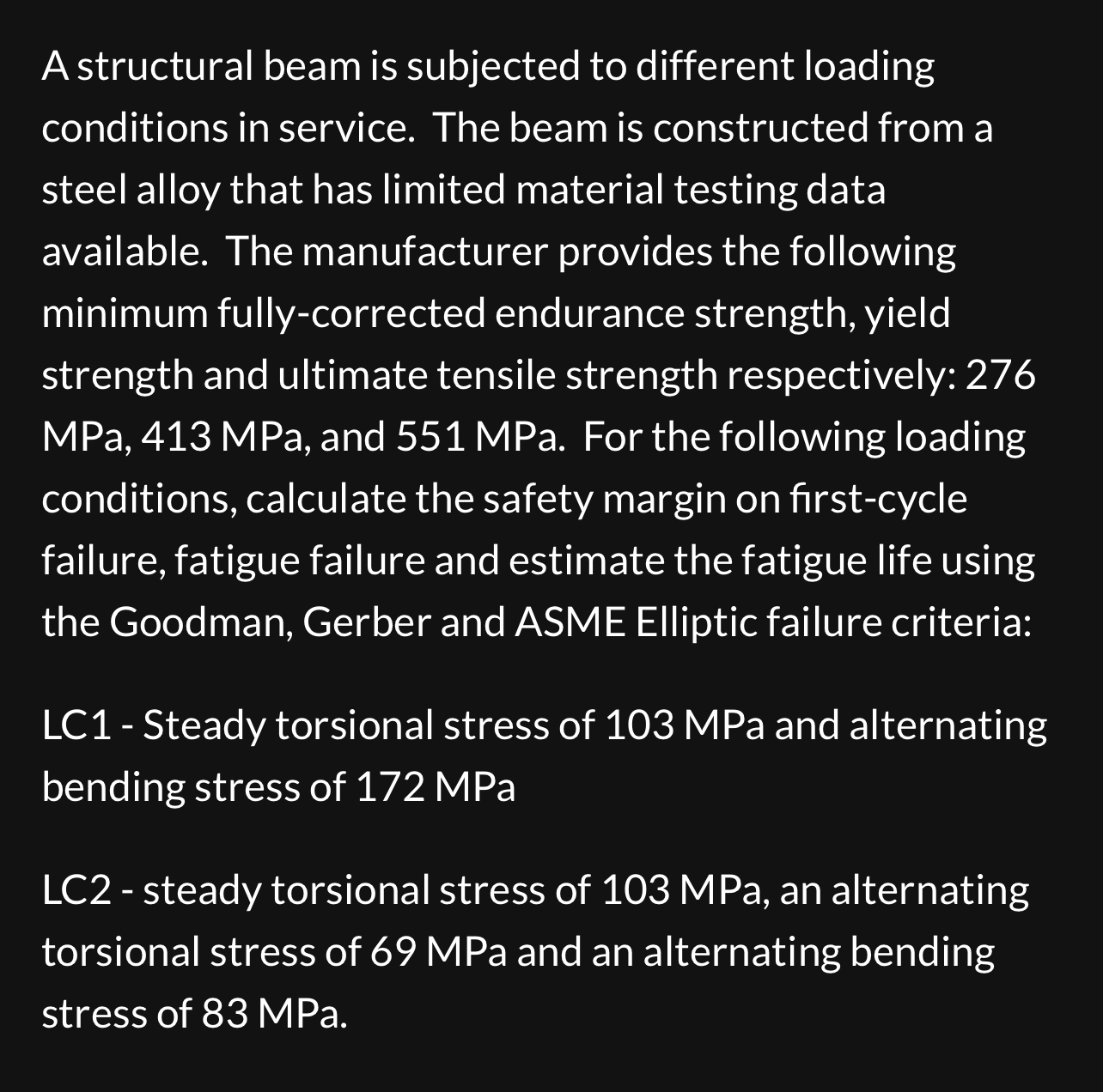 A structural beam is subjected to different