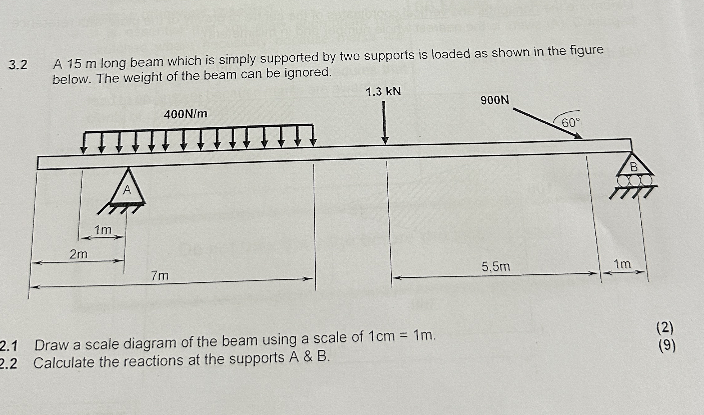 3 . 2 A 1 5 m long beam which is simply supported