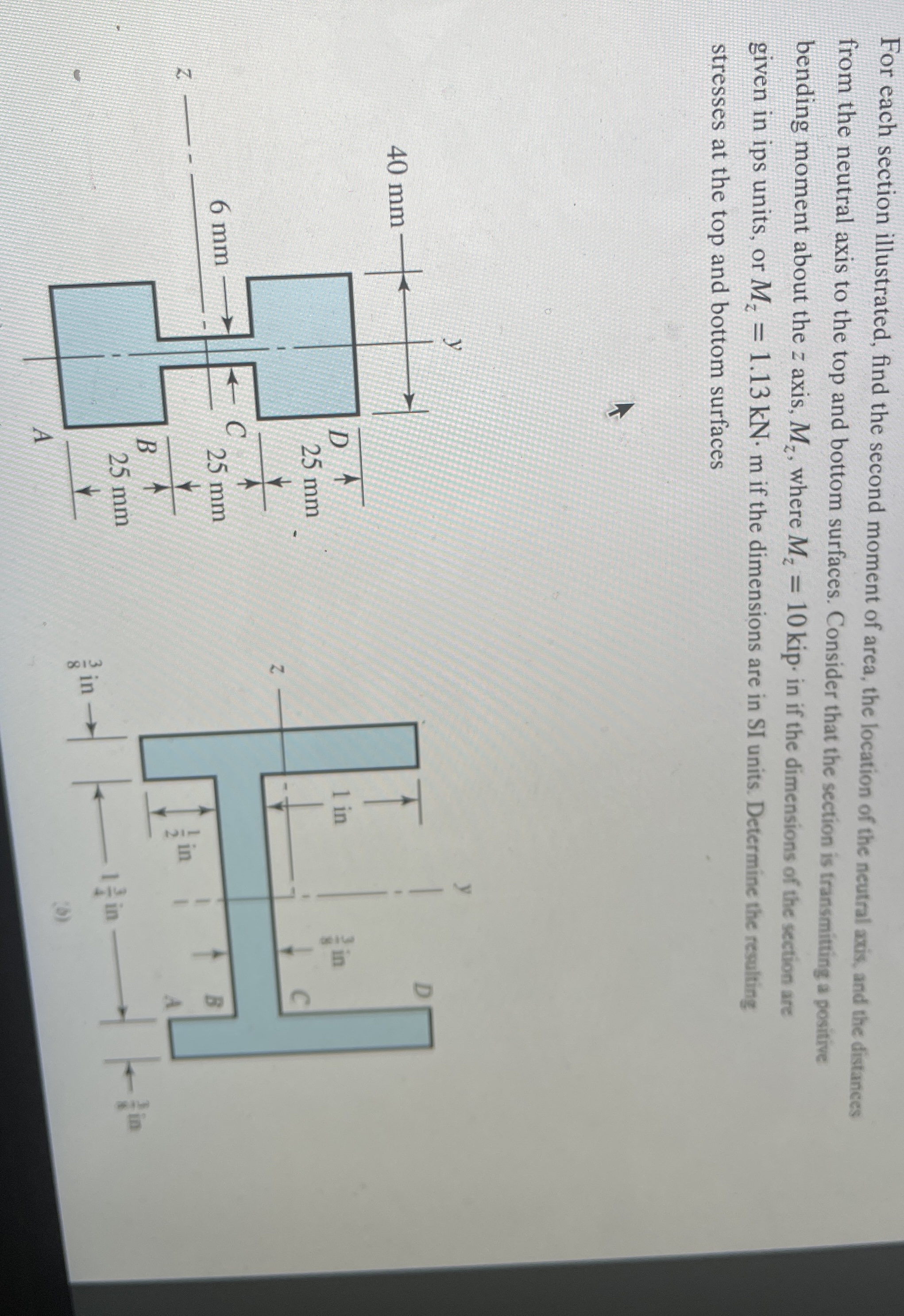 For each section illustrated, find the second