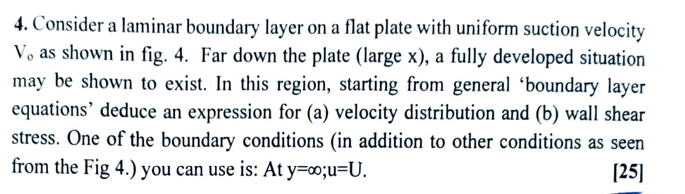 4 . Consider a laminar boundary layer on a flat