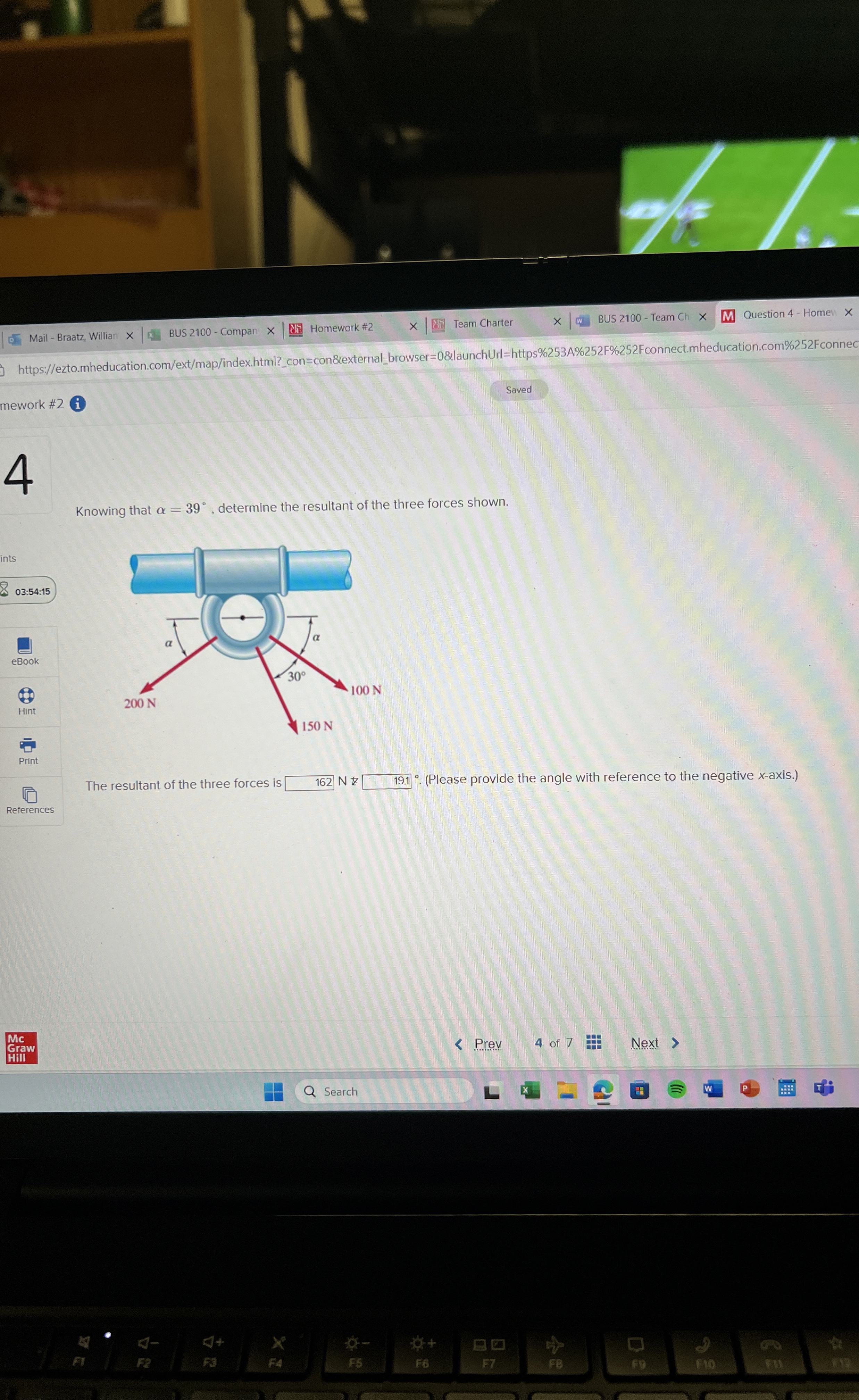 Knowing that = 3 9 , determine the resultant of