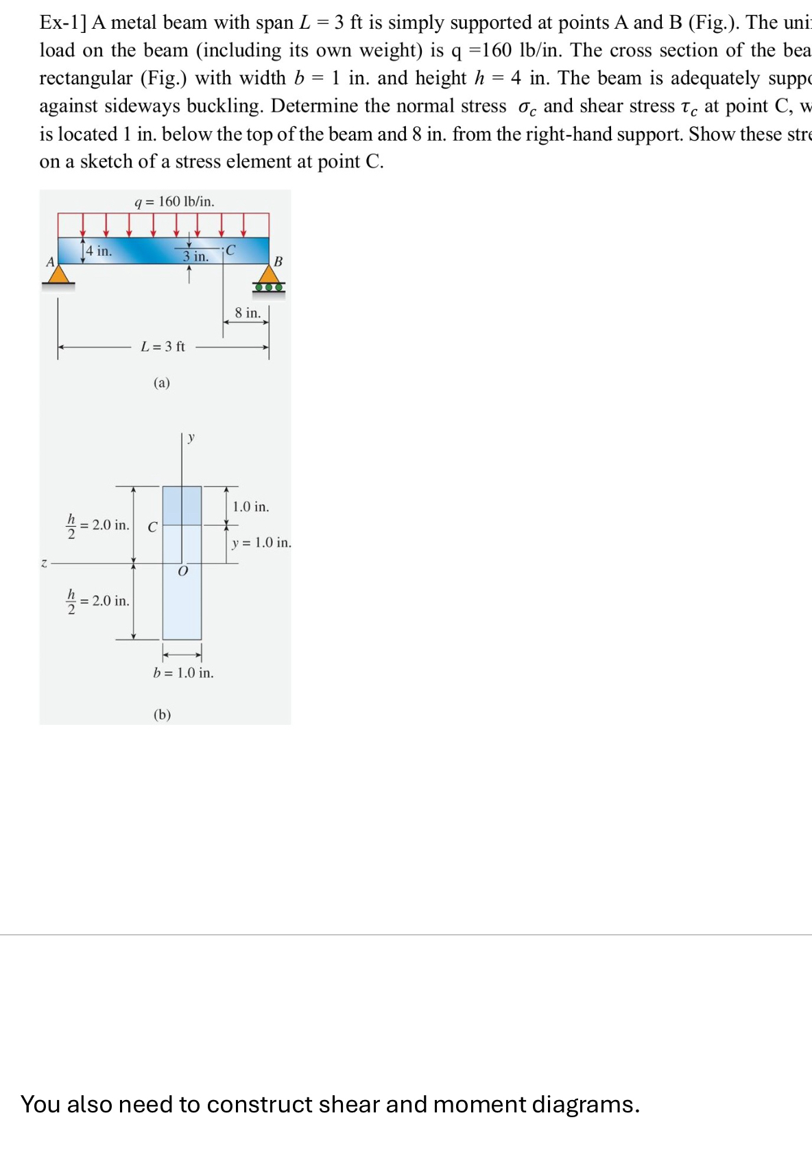 Ex - 1 ] A metal beam with span L = 3 f t is
