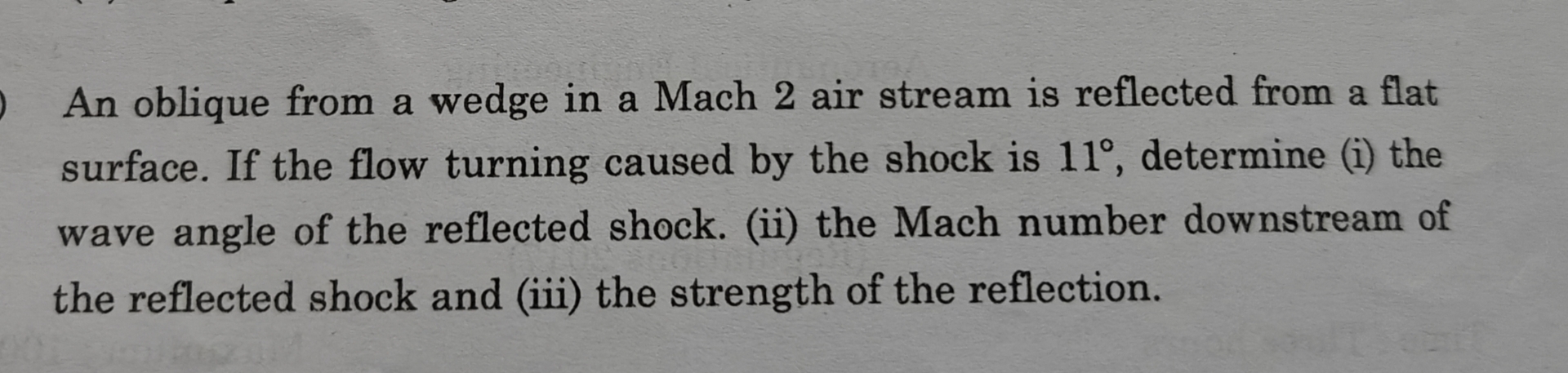 An oblique from a wedge in a Mach 2 air stream is