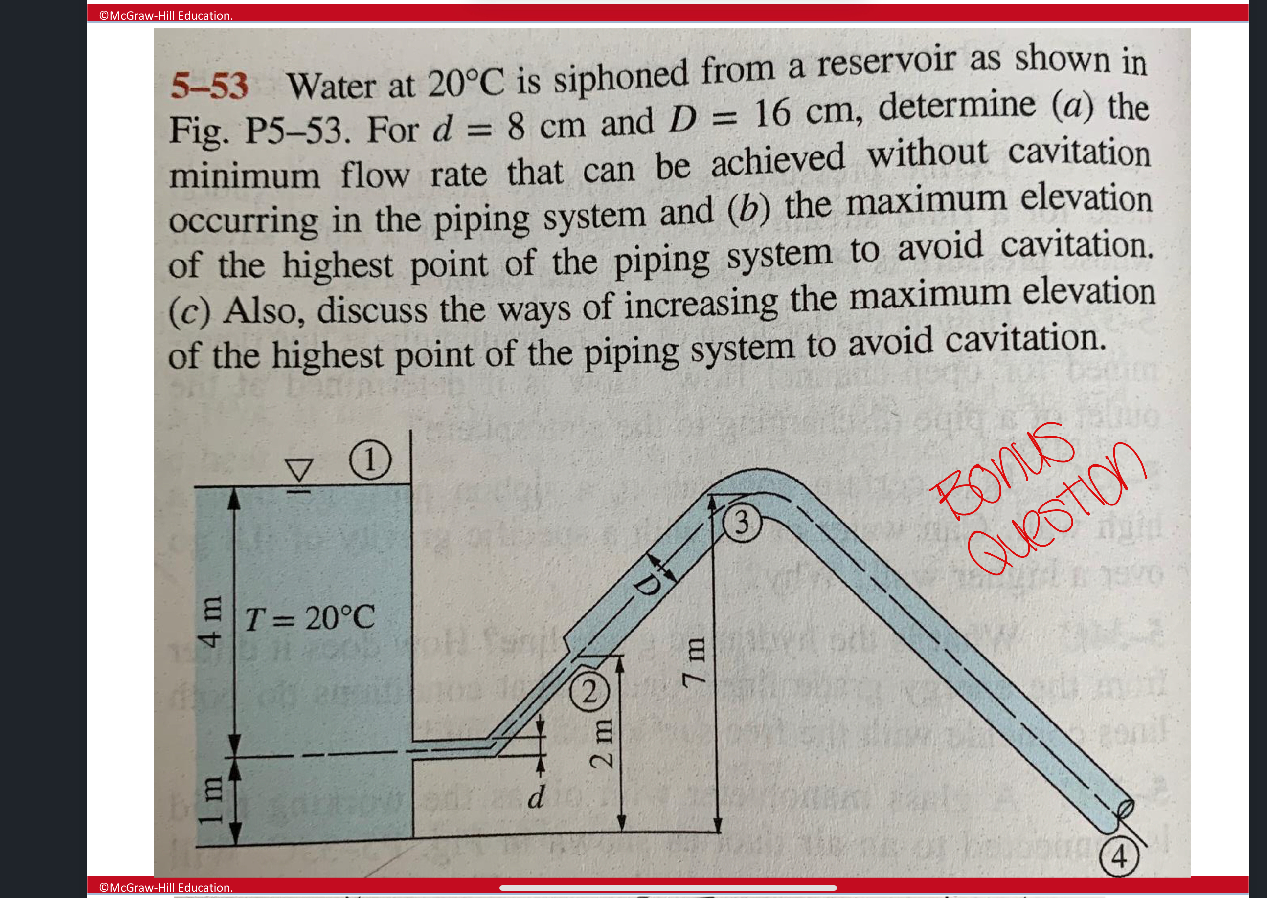 5 - 5 3 Water at 2 0 C is siphoned from a